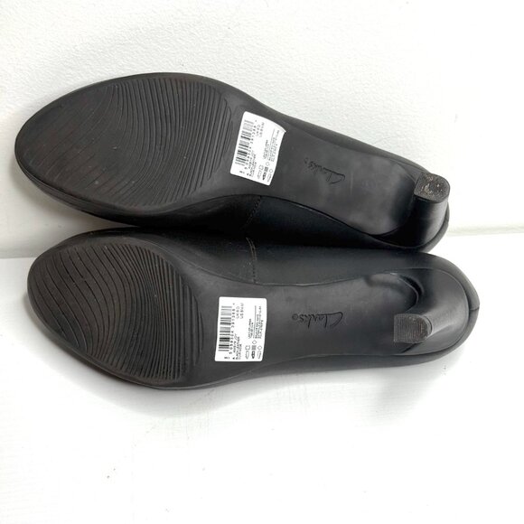 Clarks Collection Ambyr Joy Office Comfort Leather Heel Pumps Womens 8.5 Black - Picture 8 of 10
